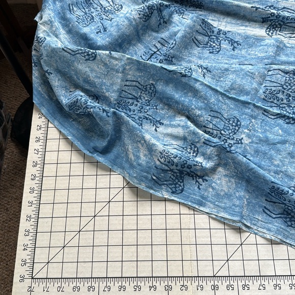 Vintage Indian Block Print Cotton Fabric – Blue Deer Motif – 3 Yards - Picture 10 of 11